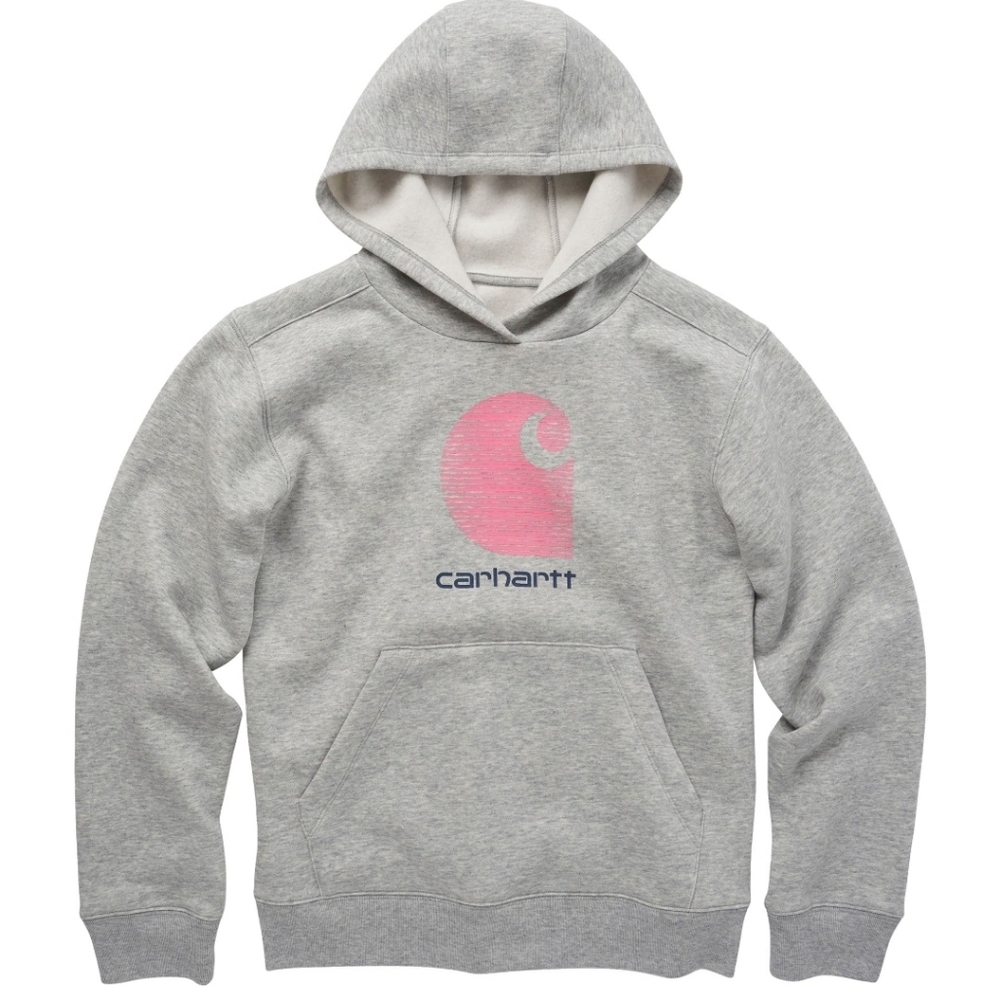 Carhartt Hoodie Youth Size 3T Gray Hooded Sweatshirt Graphic Print Pink